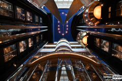 Looking up between elevators from the 5th deck
