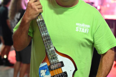 Bill with Brian Wheat\'s stage played, hand painted bass