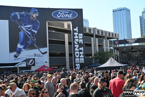 Crowd waiting to enter the arena