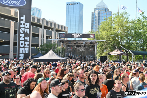 Crowd waiting to enter the arena