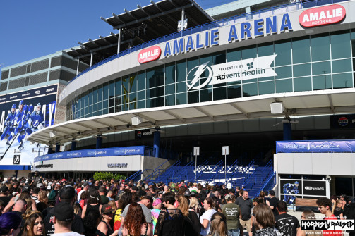 Crowd waiting to enter the arena
