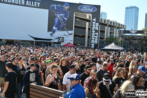 Crowd waiting to enter the arena