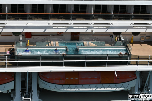 Hot tubs on the ship next to ours in Nassau
