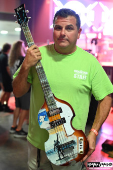 Bill with Brian Wheat's stage played, hand painted bass