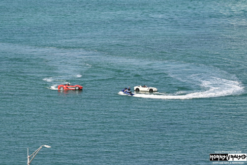 Car boats departing Miami