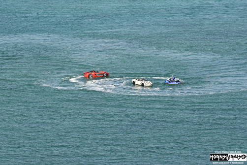 Car boats departing Miami