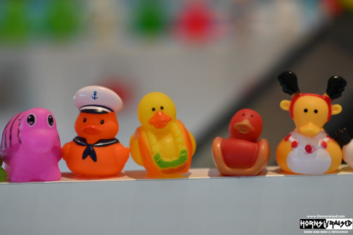 Ducks in the jewelry shop onboard the ship